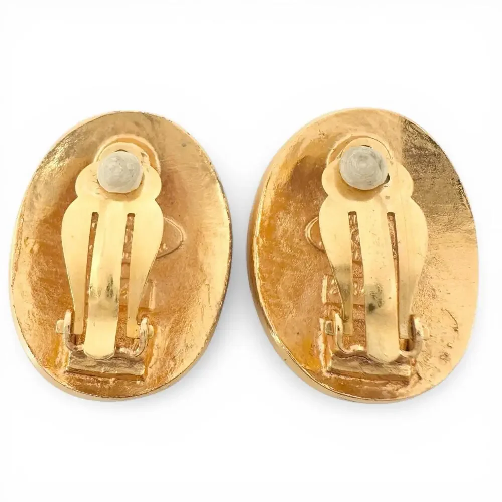 Chanel Cc Logo Oval Clip-On Earrings #266496C95B